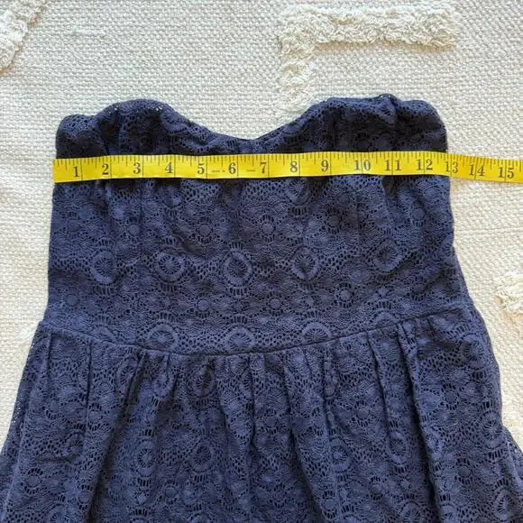 🖤 Pins and Needles Navy Lace Strapless Dress – Size M - Picture 2 of 7